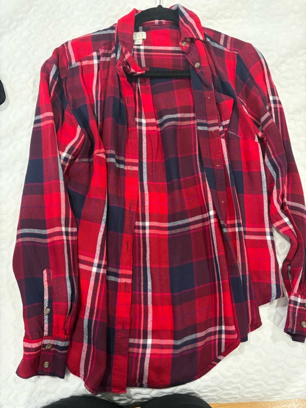 a new day Red Navy Plaid Button-Down Shirt